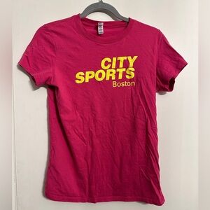 Bright pink city sports Boston shirt! Womens medium, hot pink